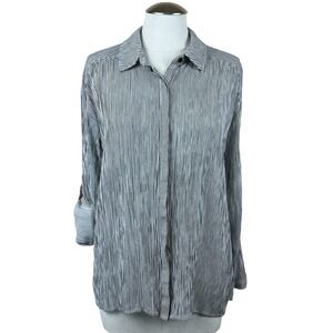 Cupcakes and Cashmere Women's Blouse Striped Long Sleeve Button Down Top Small‎